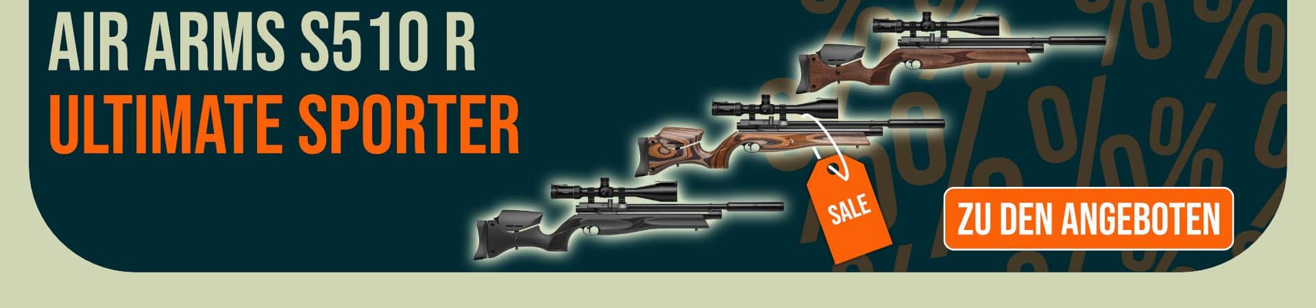 Air Arms S510 PCP-Luftgewehr im Sonderangebot – Banner mit Produktabbildung und Aktionshinweis bei Jabolo.de