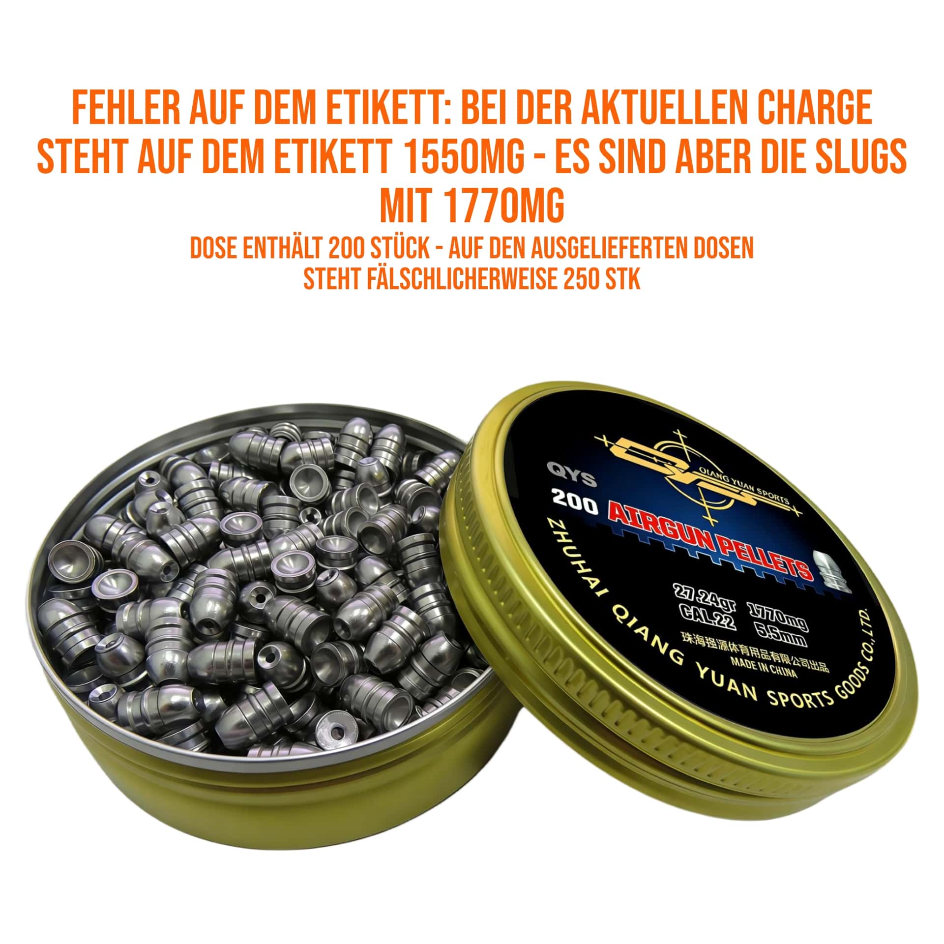 Qiang Yuan Slugs - 5.5mm, 1770mg - 200pcs.