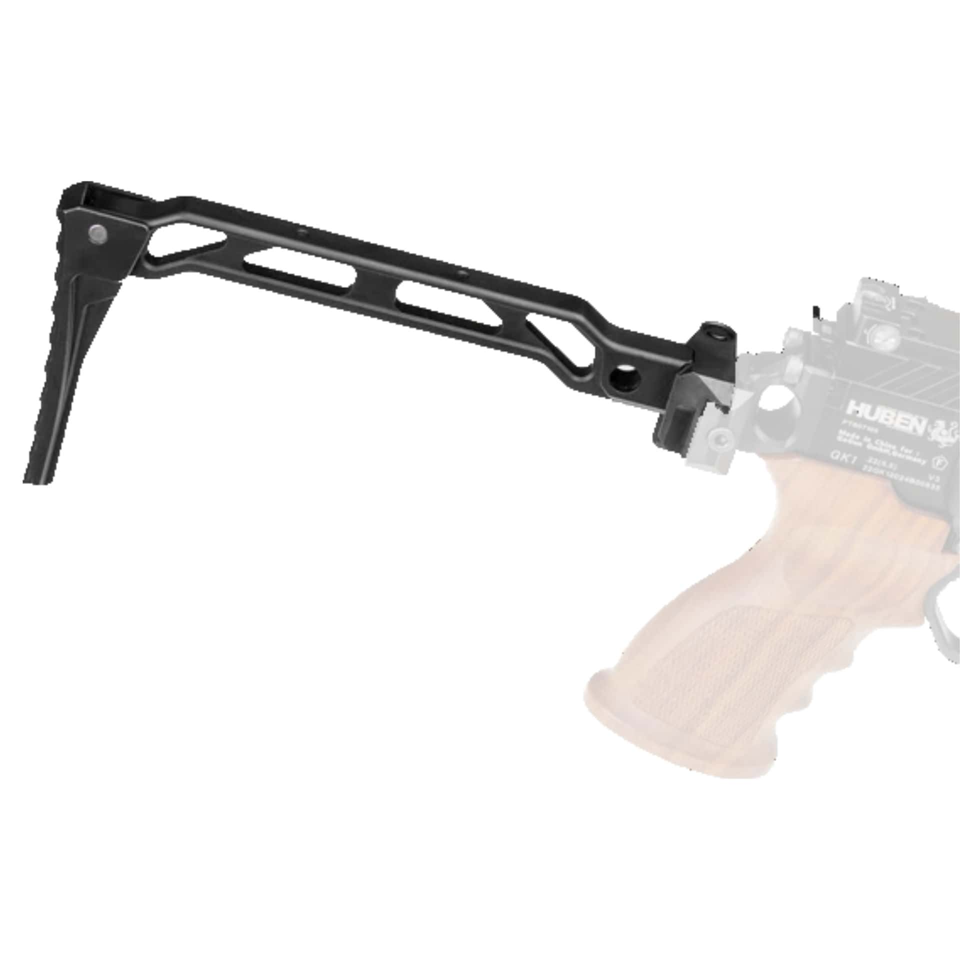 Huben GK1 Shoulder Rest | black anodized aluminum | foldable | for additional Picatinny rails